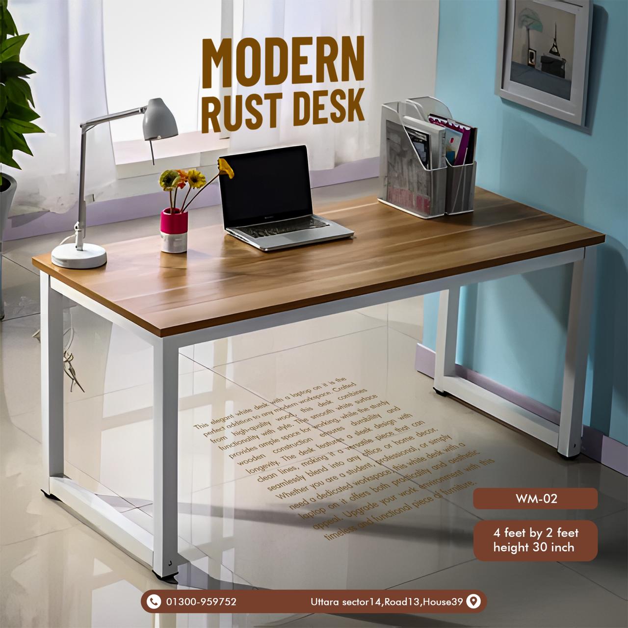 Modern Rust Desk – e-Furnishine