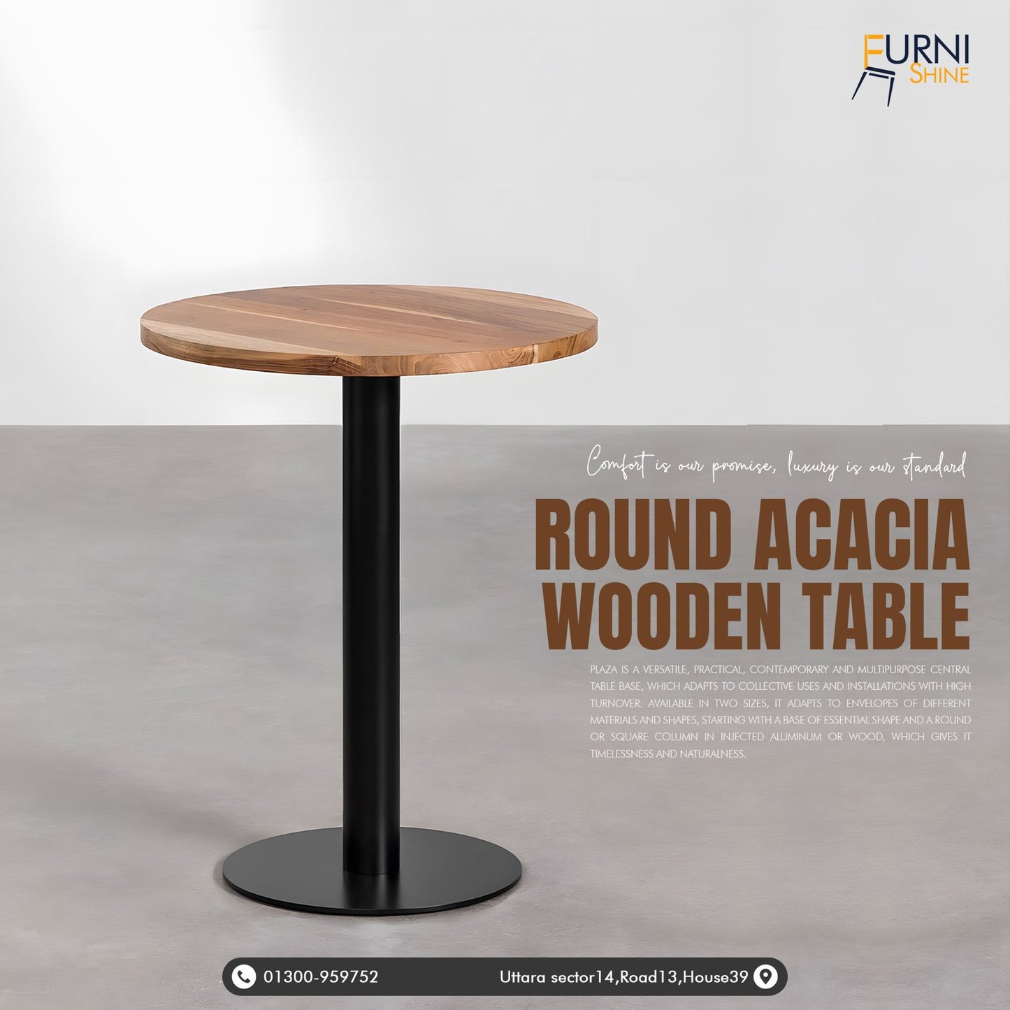 Round Acacia Wooden Table